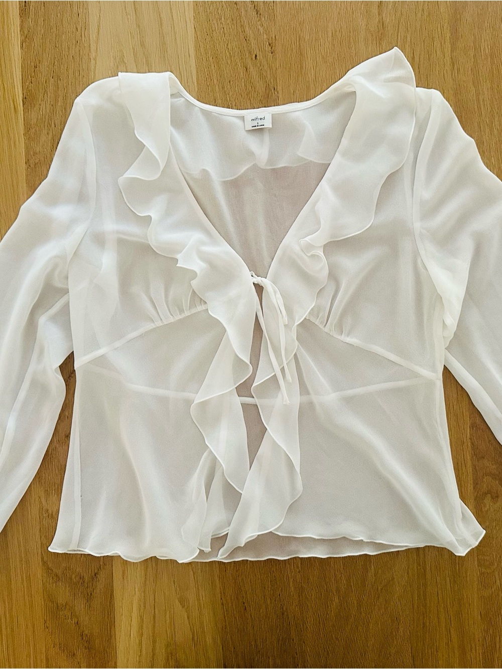 WIlfred, Sheer Ruffle Tie-Front Blouse in White, small